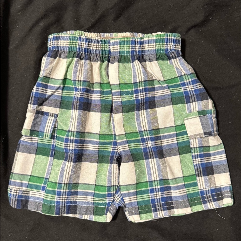 Vintage Kids Headquarters Plaid Blue and Green Shorts